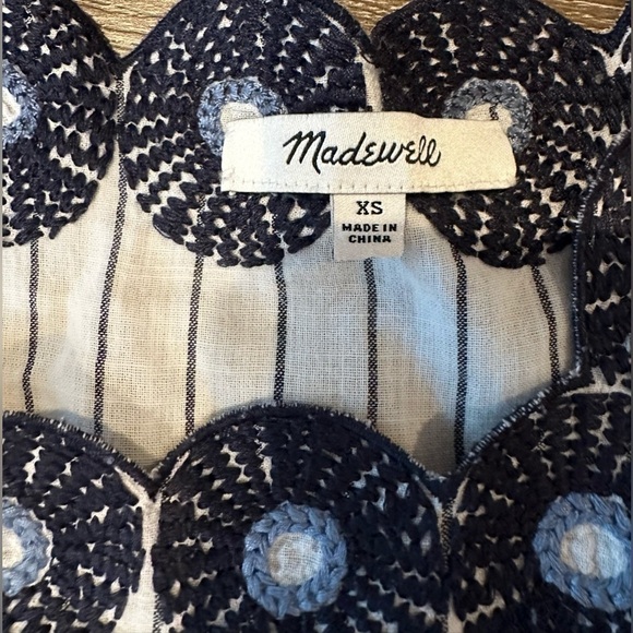 Madewell Embroidered Butterfly Striped Cotton Dress - Picture 8 of 9